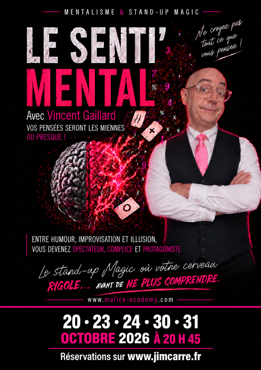 VINCENT GAILLARD dans LE SENTI'MENTAL - Dates exceptionnelles les 20, 23, 24, 30 et 31 octobre 2026 à 20h45 - Jim Carré à Saint-Malo